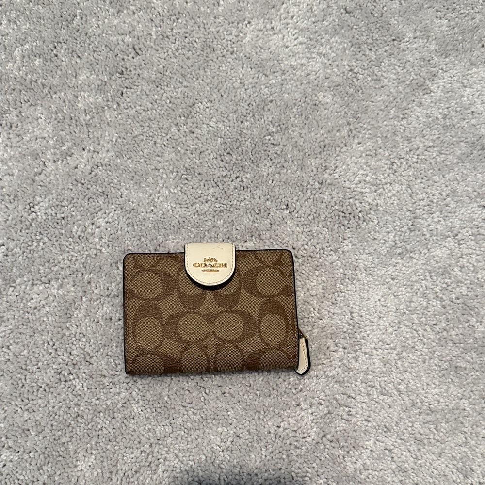 Coach Tan Wallet with Gold Logo
